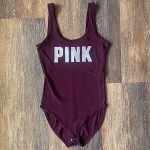 PINK Victoria Secret burgundy bodysuit with snaps